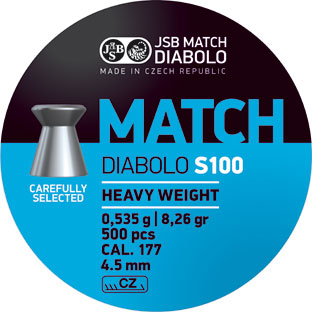 JSB MATCH DIABOLO S100 - HEAVY WEIGHT - 4,5 MM - 0,535 G - 500 STÜCK