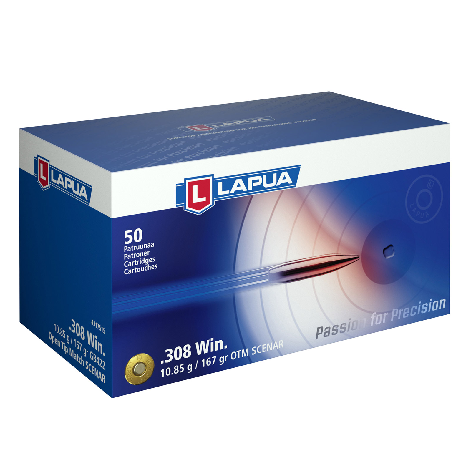 LAPUA SCENAR - PATRONEN - .308WIN - 167 GRS.  - 50 SCHUSS