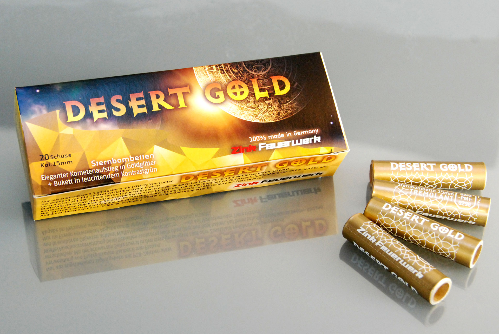 ZINK DESERT GOLD -STERNENBOMBETTEN - 20 SCHUSS - 15 MM