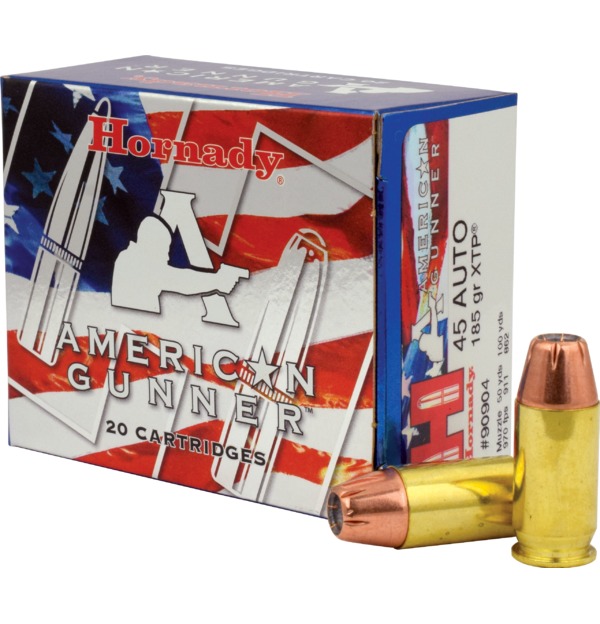 HORNADY AMERICAN GUNNER - .45 AUTO  - 185 GRS. XTP - 20 PATRONEN