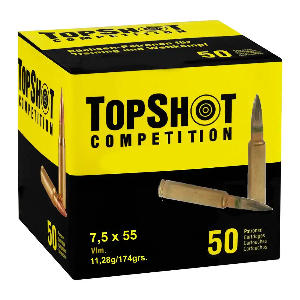 TOPSHOT BÜCHSENPATRONEN -7,5x55 SWISS 174GRS. - FMJ. - 50 STÜCK