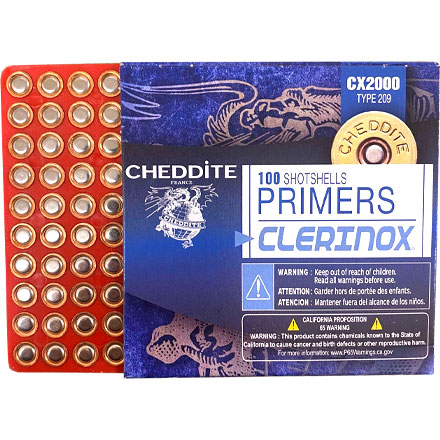 CHEDDITE ZÜNDHÜTCHEN - CX2000 / TYP 209 - FÜR SCHROTPATRONEN, BÖLLERKARTUSCHEN UND MEHR - 100 STÜCK