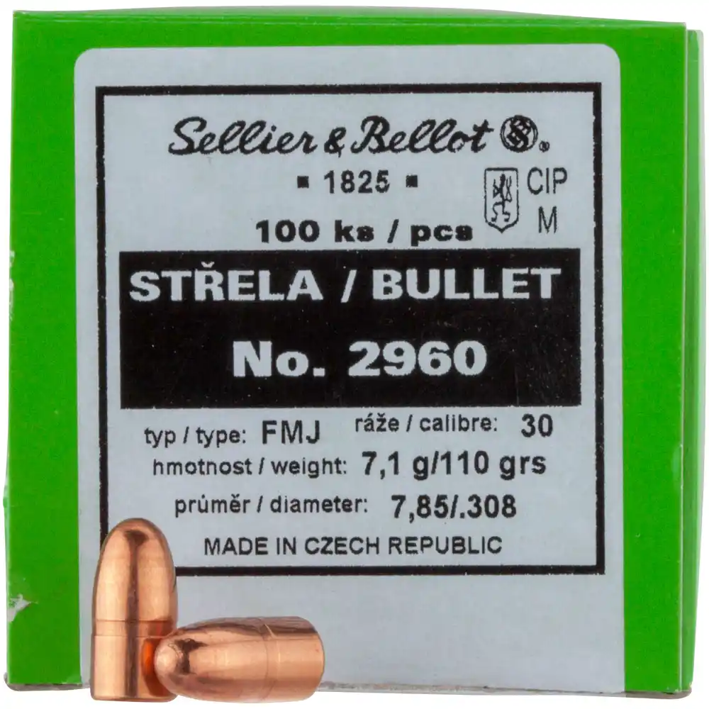 SELLIER & BELLOT GESCHOSSE .30 - FMJ - 7,1G / 110GRS  - 100 STÜCK