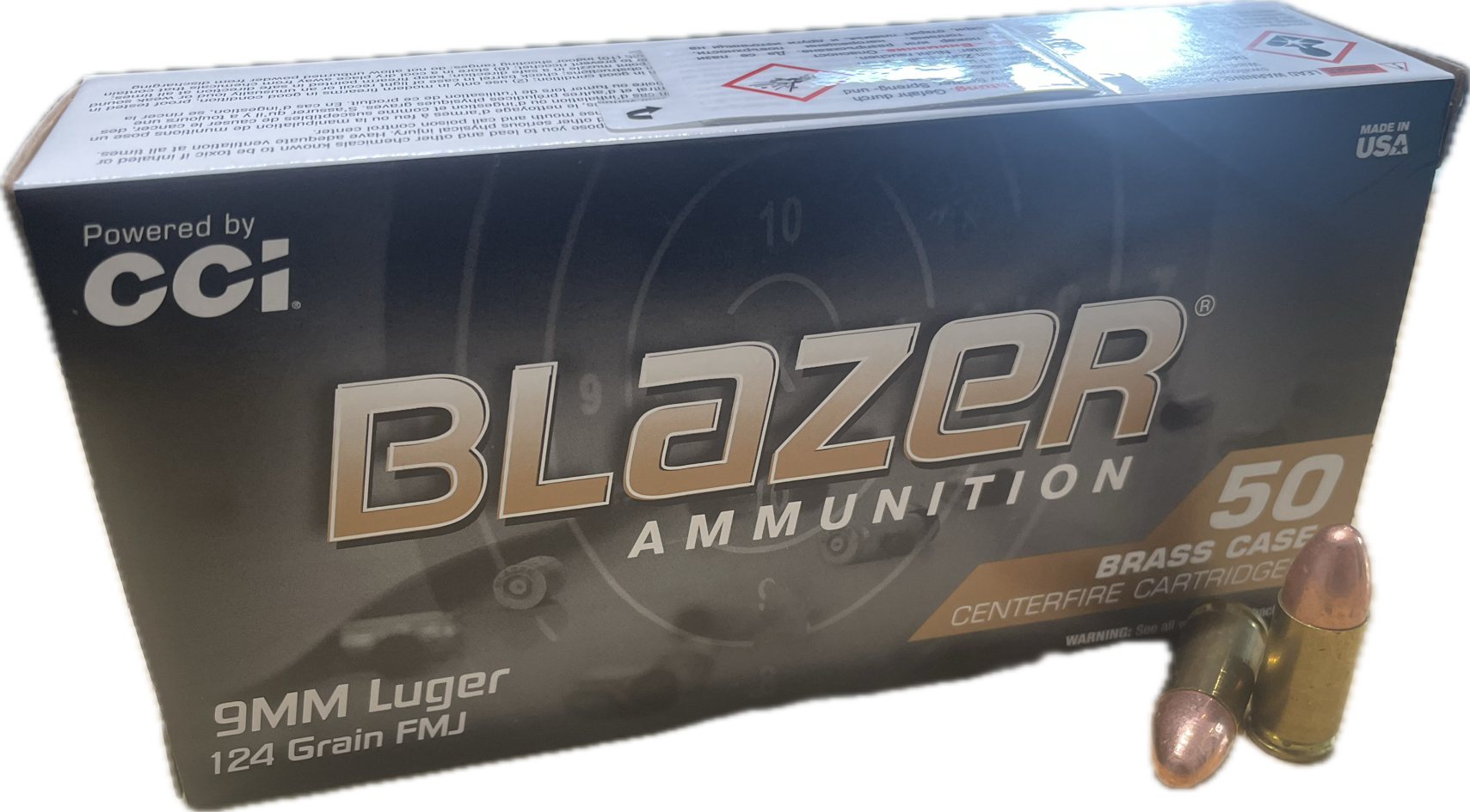 CCI BLAZER BRASS  9MM LUGER FMJ - 124GRS / 8,0G. - 50 SCHUSS