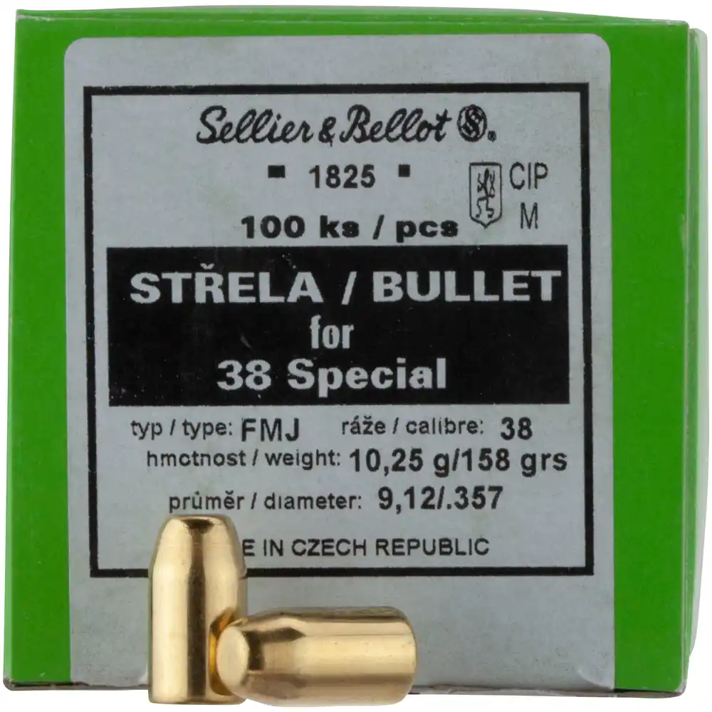 SELLIER & BELLOT GESCHOSSE - .38 / .357- FMJ - 10,25 G / 158 GRS  - 100 STÜCK
