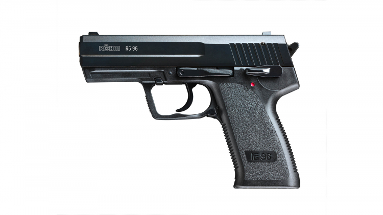 RÖHM RG 96 - SCHRECKSCHUSS-PISTOLE - 9 MM P.A.K. - BRÜNIERT