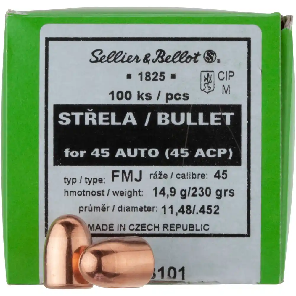 SELLIER & BELLOT GESCHOSSE .452 / .45 - FMJ - 14,9 G / 230GRS  - 100 STÜCK