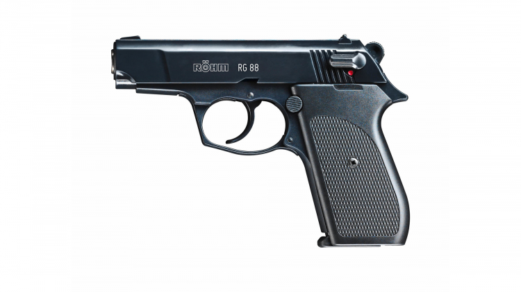 RÖHM RG 88 - SCHRECKSCHUSS-PISTOLE - 9 MM P.A.K. - BRÜNIERT