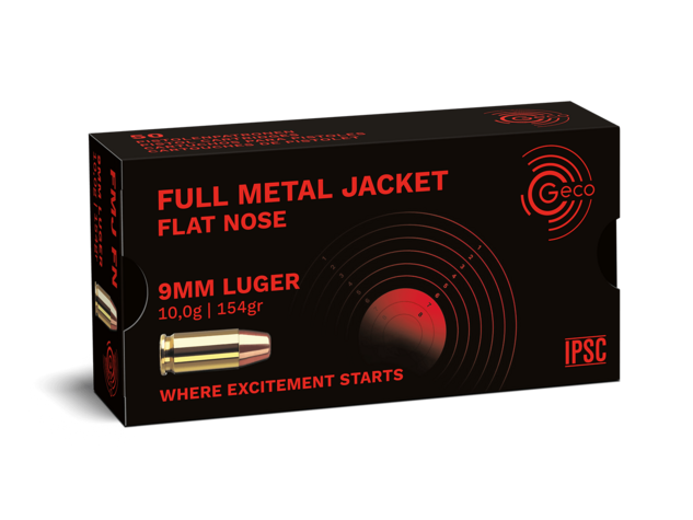 GECO FMJ FLAT NOSE PATRONEN - 9x19MM - 154GRS. - 50 STÜCK