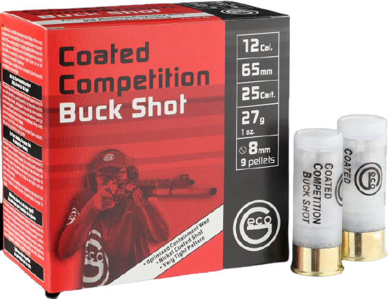 GECO COATED COMPETITION BUCK SHOT - 12/65 - 8MM - 25 STÜCK