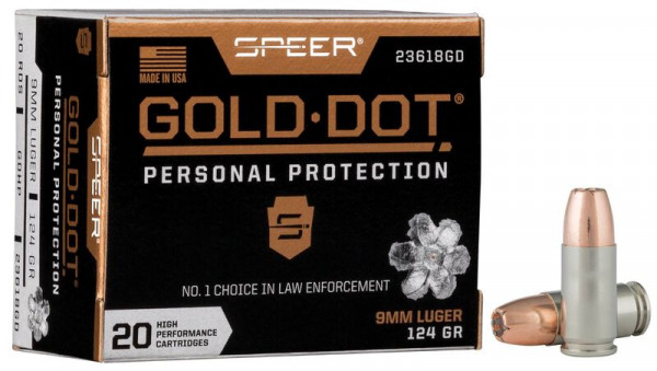 SPEER GOLD DOT - .9MM LUGER - 124 GRS - GDHP HOHLSPITZMUNITION - 20 SCHUSS