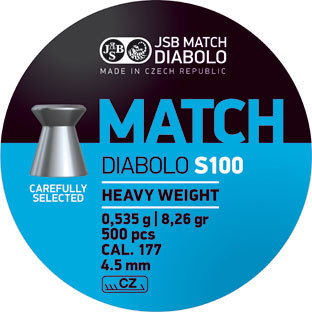 JSB MATCH DIABOLO S100 - HEAVY WEIGHT - 4,5 MM - 0,535 G - 500 STÜCK