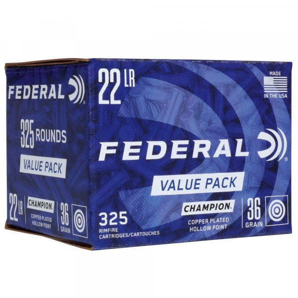 FEDERAL CHAMPION - COOPER PLATED HOLLOW POINT - .22LR - 36 GRS. 325 SCHUSS