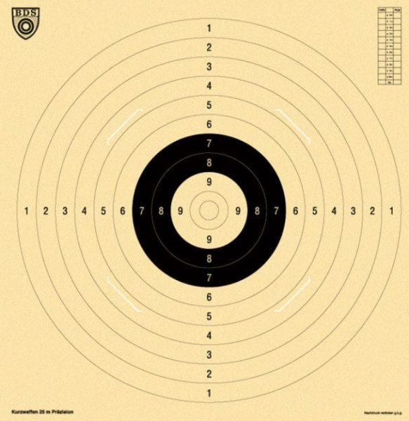BDS KURZWAFFEN-SCHEIBE (Z 9) - 55x52CM - MIT SCHLITZ - 1 STÜCK