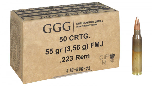 GGG .223REM - FMJ 55GRS. - 50 PATRONEN