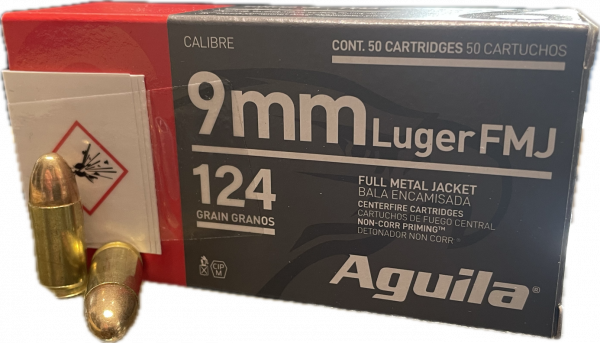 AGUILA 9MM LUGER MUNITION - 124GRS. - 50 PATRONEN