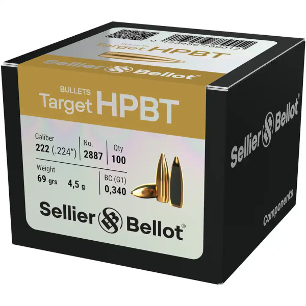SELLIER & BELLOT TARGET GESCHOSSE .224 / .223REM - HPBT - 4,5 G / 69 GRS - 100 STÜCK